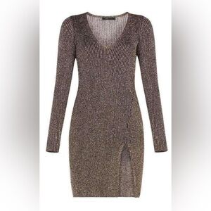BCBG - Metallic V-Neck Tunic Dress